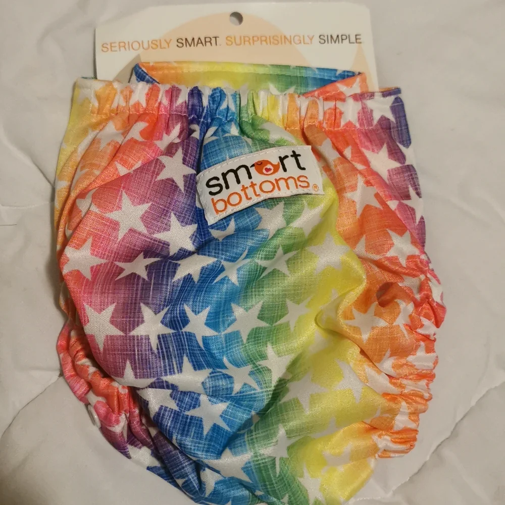 Smart Bottoms rainbow stars diaper cover, NWT